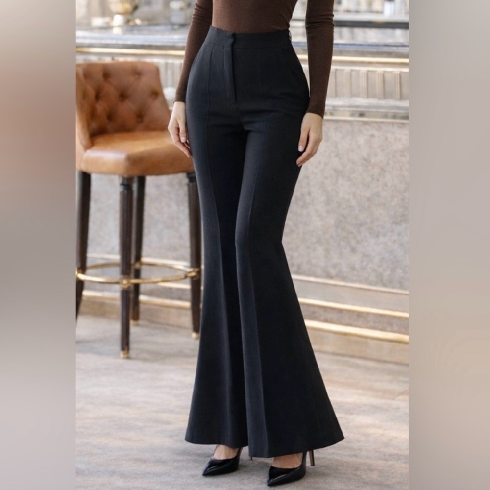 ZARA Black Flared Pants NWT Size L (fits M-L) 35" Inseam - Tall ladies!